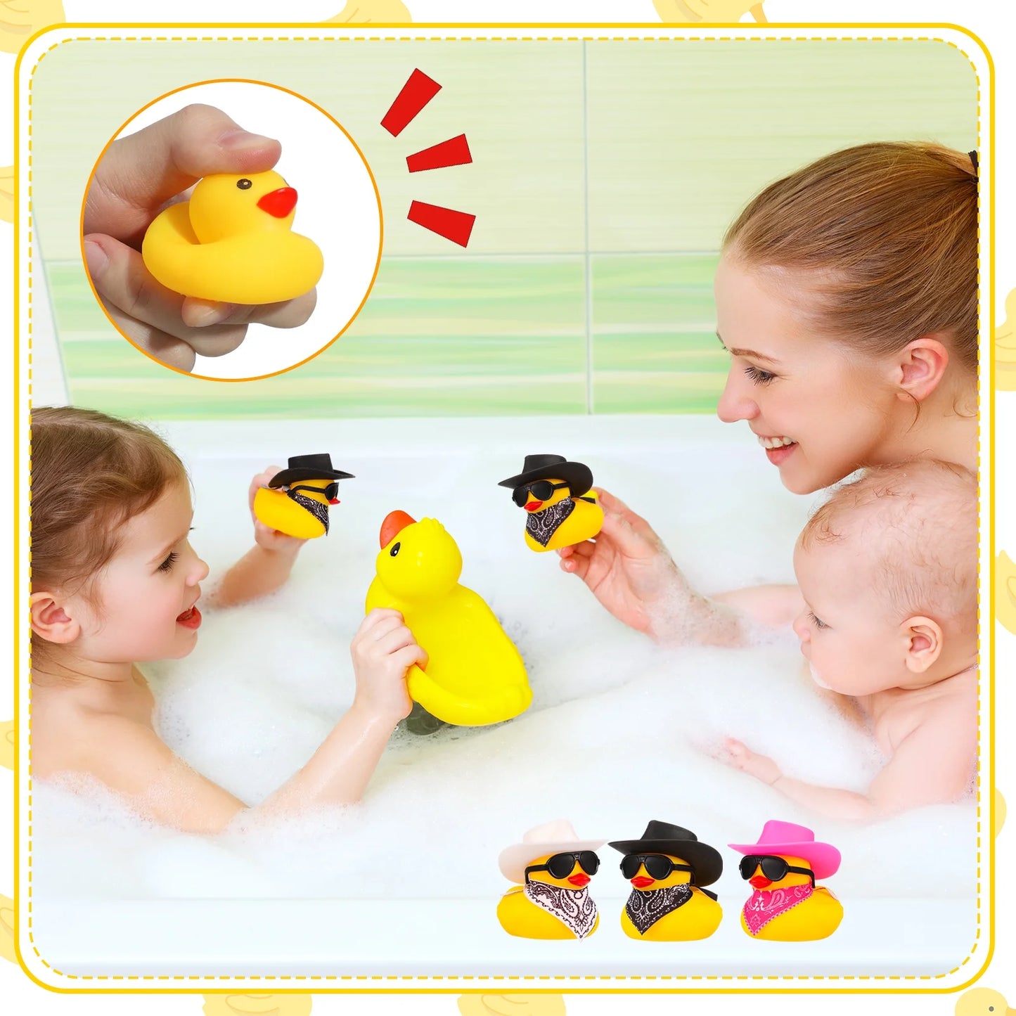 12 Pack Rubber Duck for Bath, Cowboy Rubber Duck with Hat and Sunglasses, West Cowboy Duck, Mini Bath Duck Toys for Birthday Swimming Party Gift Favor Decorations