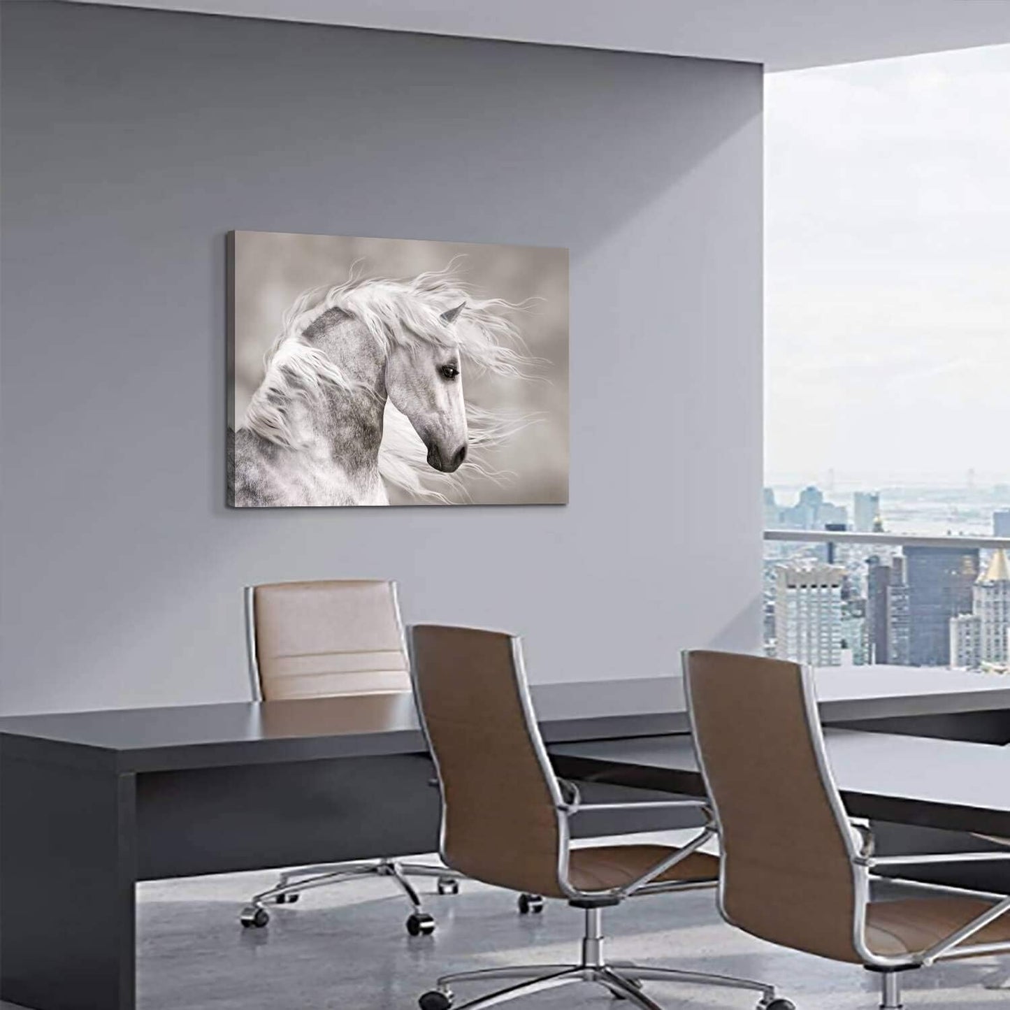 Animals Artwork Wildlife Picture Painting: Horse Head Graphic Art Print Wall Art for Wall Decor (45” X 30” X 1 Panel)