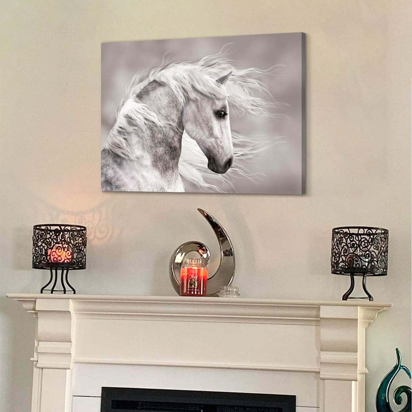Animals Artwork Wildlife Picture Painting: Horse Head Graphic Art Print Wall Art for Wall Decor (45” X 30” X 1 Panel)