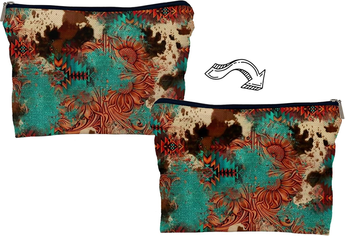 Retro Makeup Bag - Western Cosmetic Gifts, Small Western Cosmetic Bag for Purse