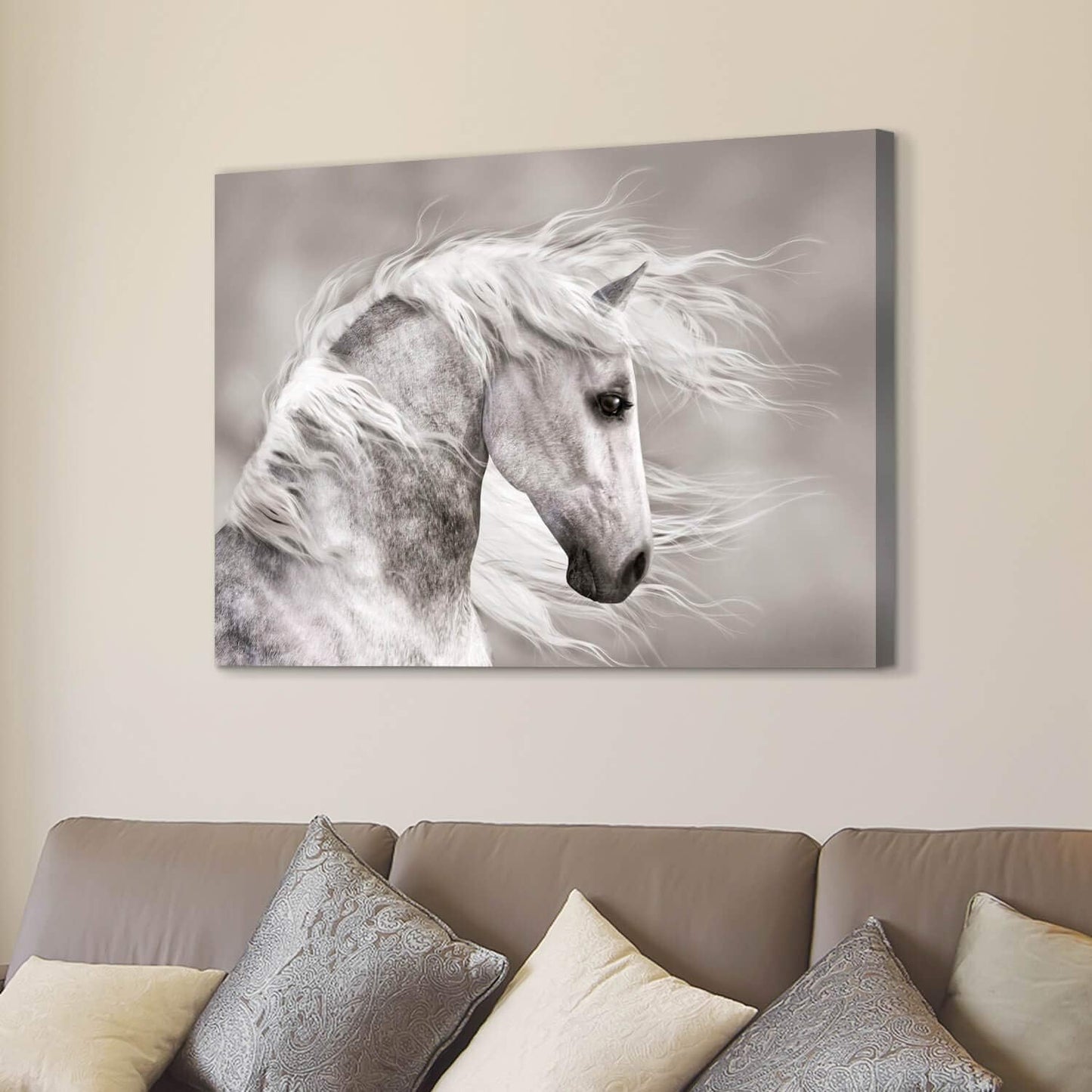 Animals Artwork Wildlife Picture Painting: Horse Head Graphic Art Print Wall Art for Wall Decor (45” X 30” X 1 Panel)