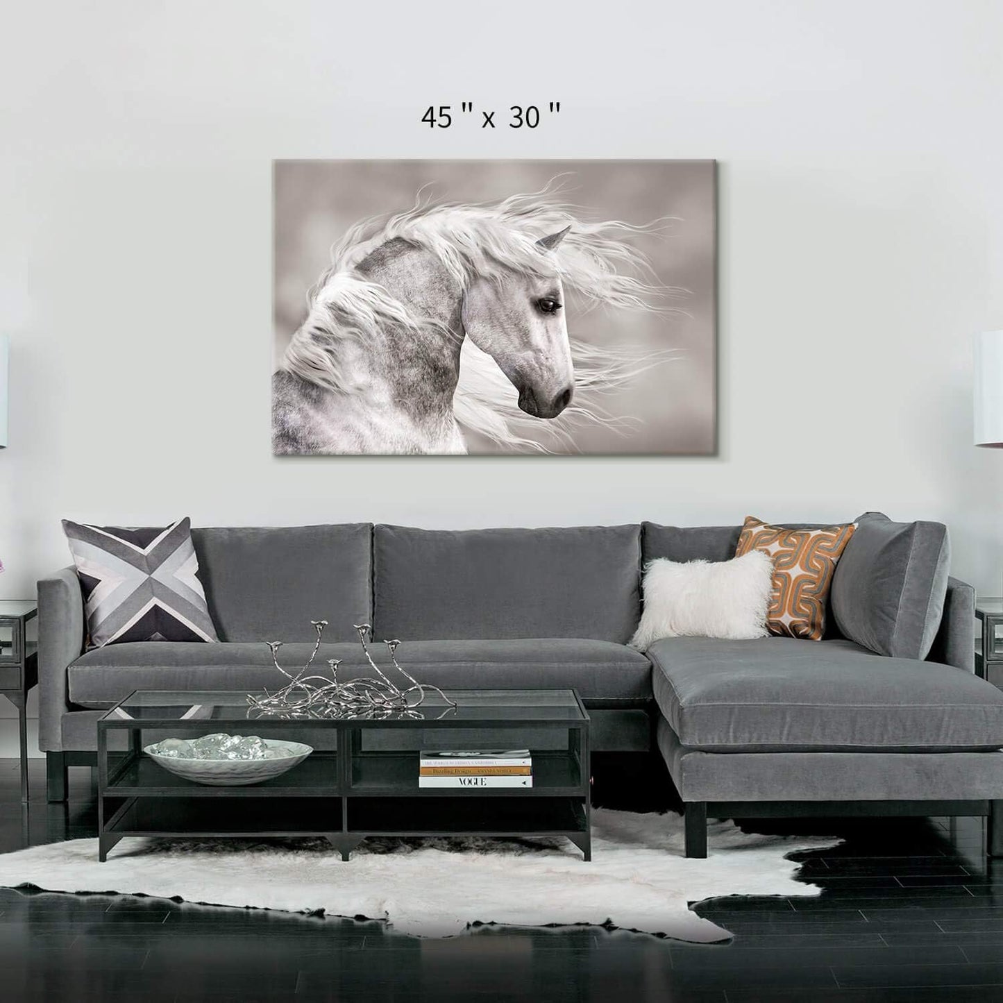 Animals Artwork Wildlife Picture Painting: Horse Head Graphic Art Print Wall Art for Wall Decor (45” X 30” X 1 Panel)