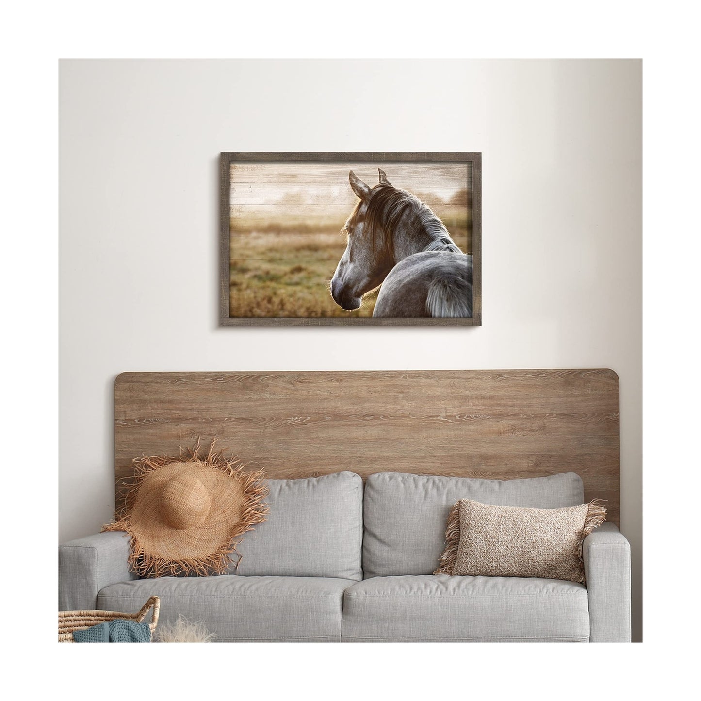 Horse Head Framed Picture: Horse Head Wall Art Wild Horse Artwork Wooden Pain...