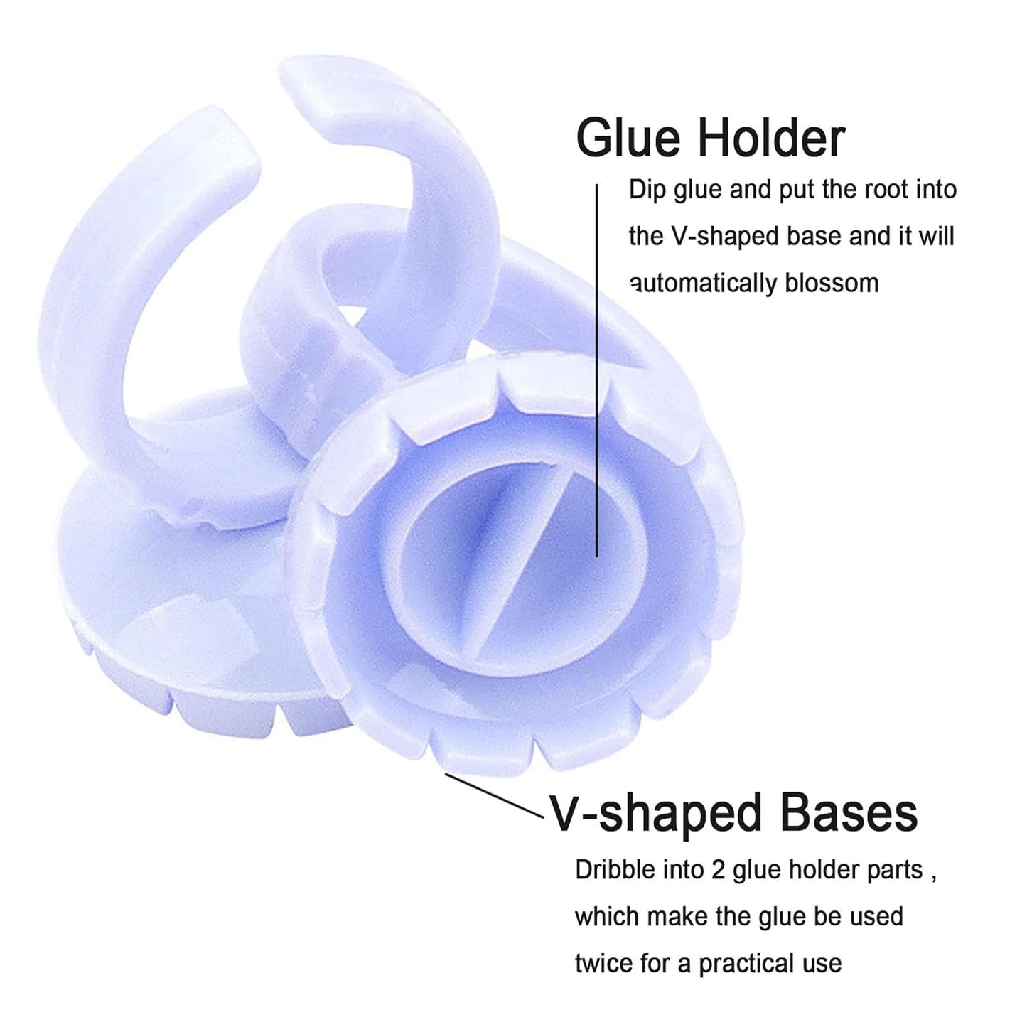 300 PCS Glue Rings for Eyelash Extension, Lash Glue Rings Eyelash Glue Holders, Disposable Glue Cups Lash Glue Holder Lash Extension Glue Ring, Lash Rings for Glue Lash Fan Blossom Glue Cups, Blue