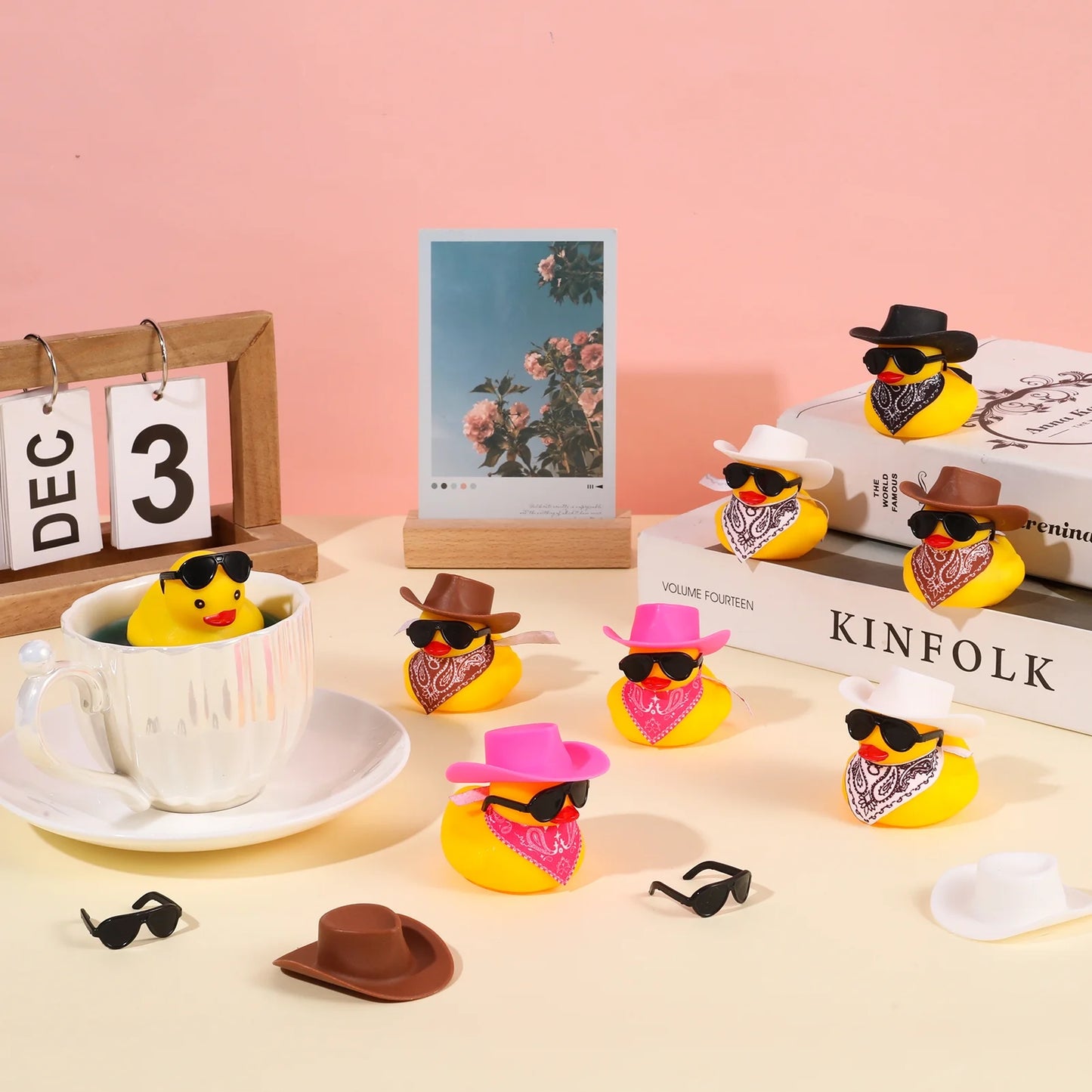 12 Pack Rubber Duck for Bath, Cowboy Rubber Duck with Hat and Sunglasses, West Cowboy Duck, Mini Bath Duck Toys for Birthday Swimming Party Gift Favor Decorations