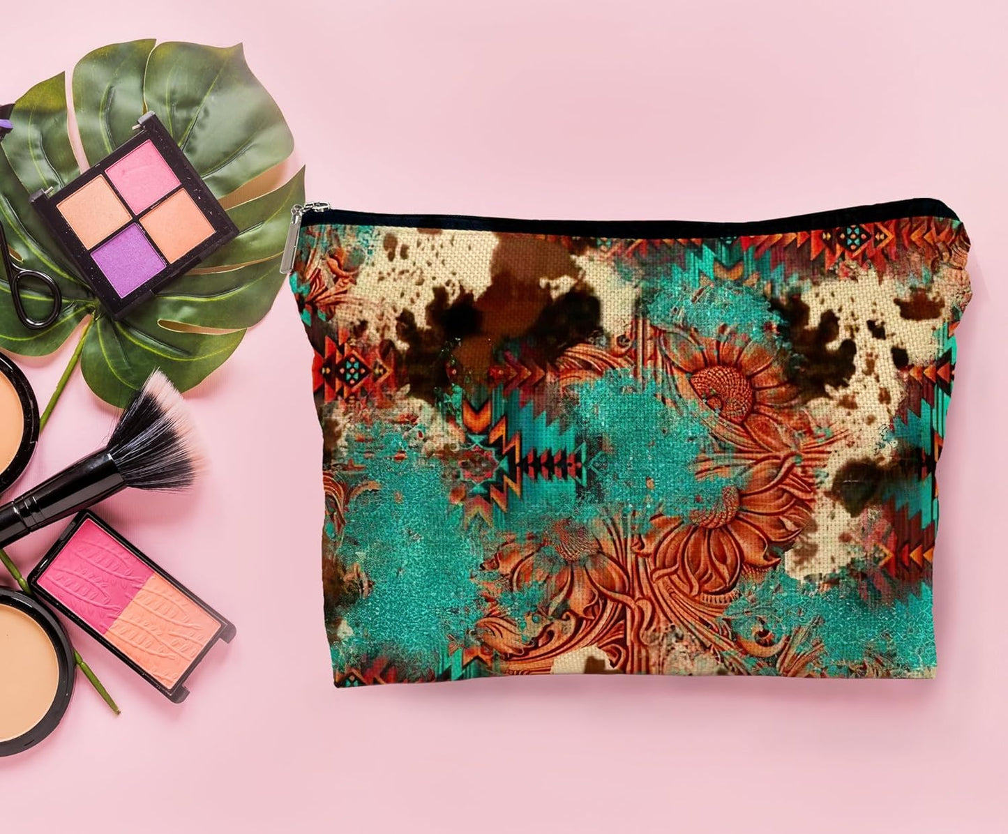Retro Makeup Bag - Western Cosmetic Gifts, Small Western Cosmetic Bag for Purse