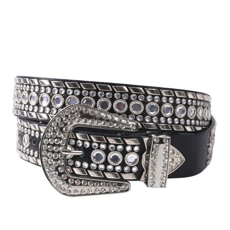 Rhinestone Women Belt Fashion Full Diamonds Versatile Waistband Clothing Accessories Luxury Senior Gothic Style Student bb Belt
