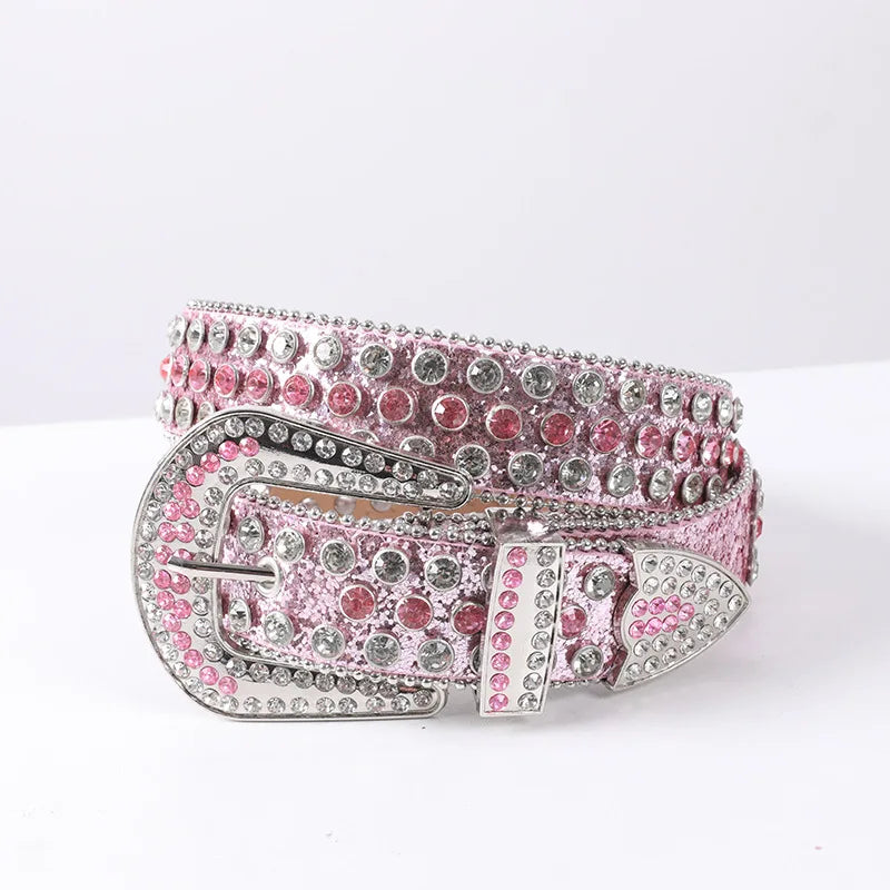 Rhinestone Women Belt Fashion Full Diamonds Versatile Waistband Clothing Accessories Luxury Senior Gothic Style Student bb Belt