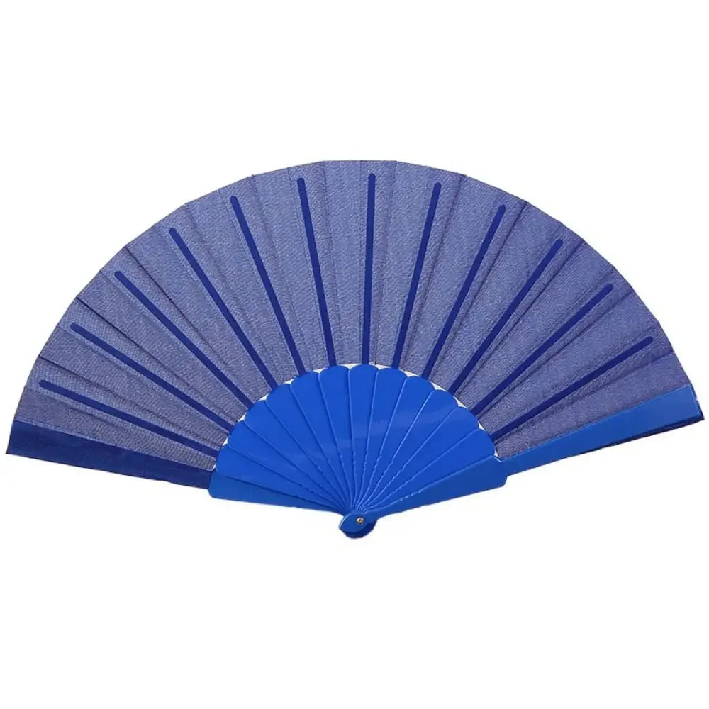 Portable Folding Fan Plain Plastic Cloth Hand Fan Chinese Elegant Fabric Hand Fan for Weddings Travel Party Dancing Cosplay