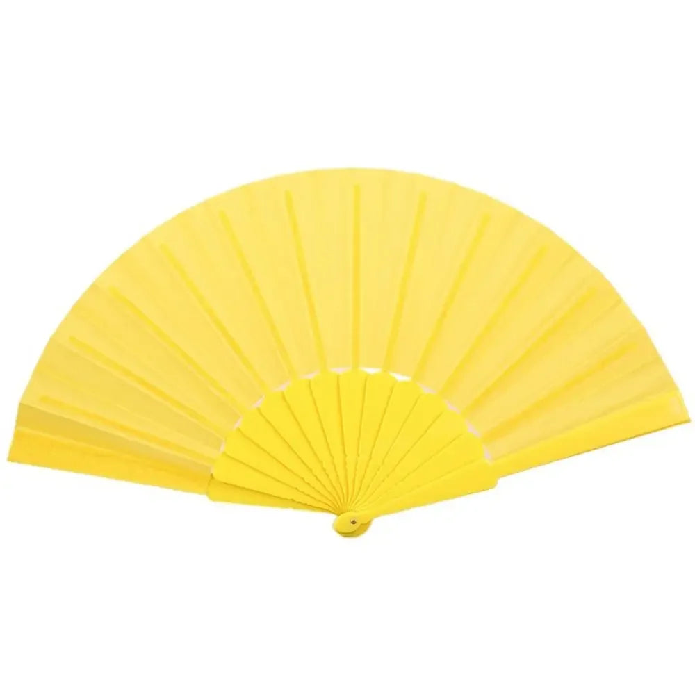 Portable Folding Fan Plain Plastic Cloth Hand Fan Chinese Elegant Fabric Hand Fan for Weddings Travel Party Dancing Cosplay
