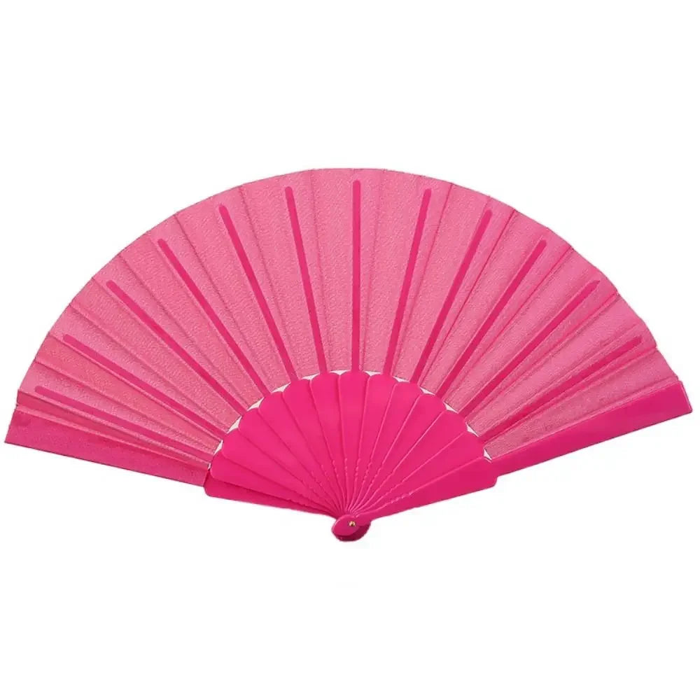 Portable Folding Fan Plain Plastic Cloth Hand Fan Chinese Elegant Fabric Hand Fan for Weddings Travel Party Dancing Cosplay