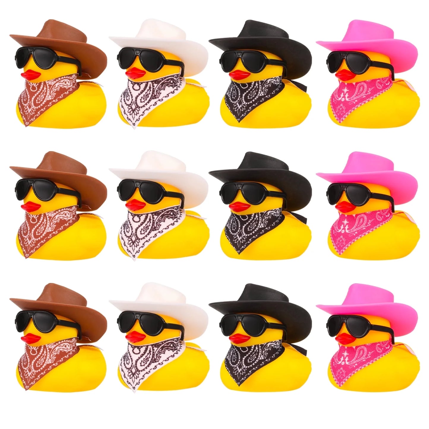 12 Pack Rubber Duck for Bath, Cowboy Rubber Duck with Hat and Sunglasses, West Cowboy Duck, Mini Bath Duck Toys for Birthday Swimming Party Gift Favor Decorations