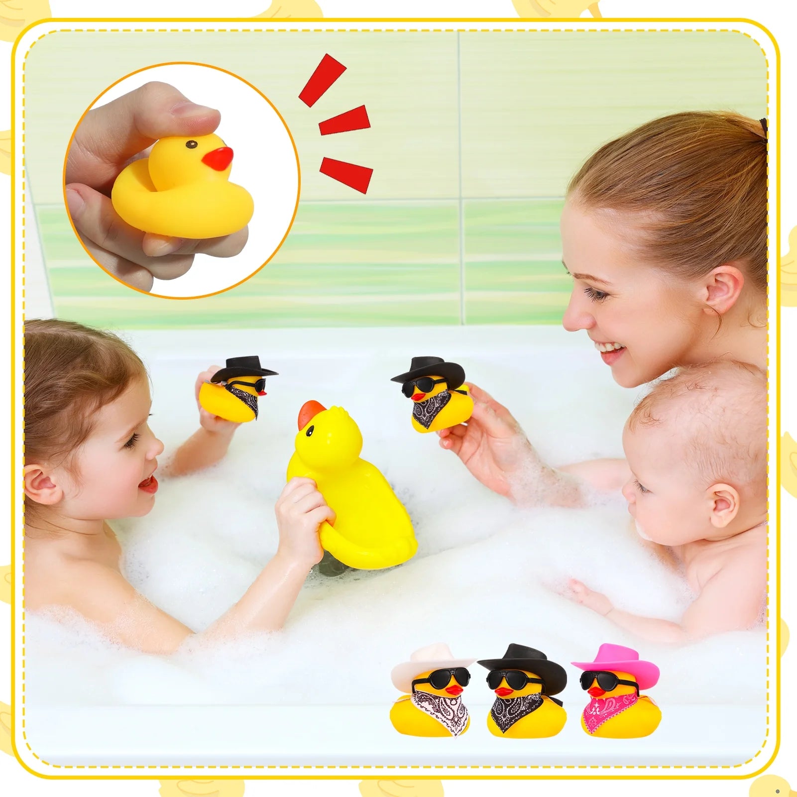 12 Pack Rubber Duck for Bath, Cowboy Rubber Duck with Hat and Sunglasses, West Cowboy Duck, Mini Bath Duck Toys for Birthday Swimming Party Gift Favor Decorations