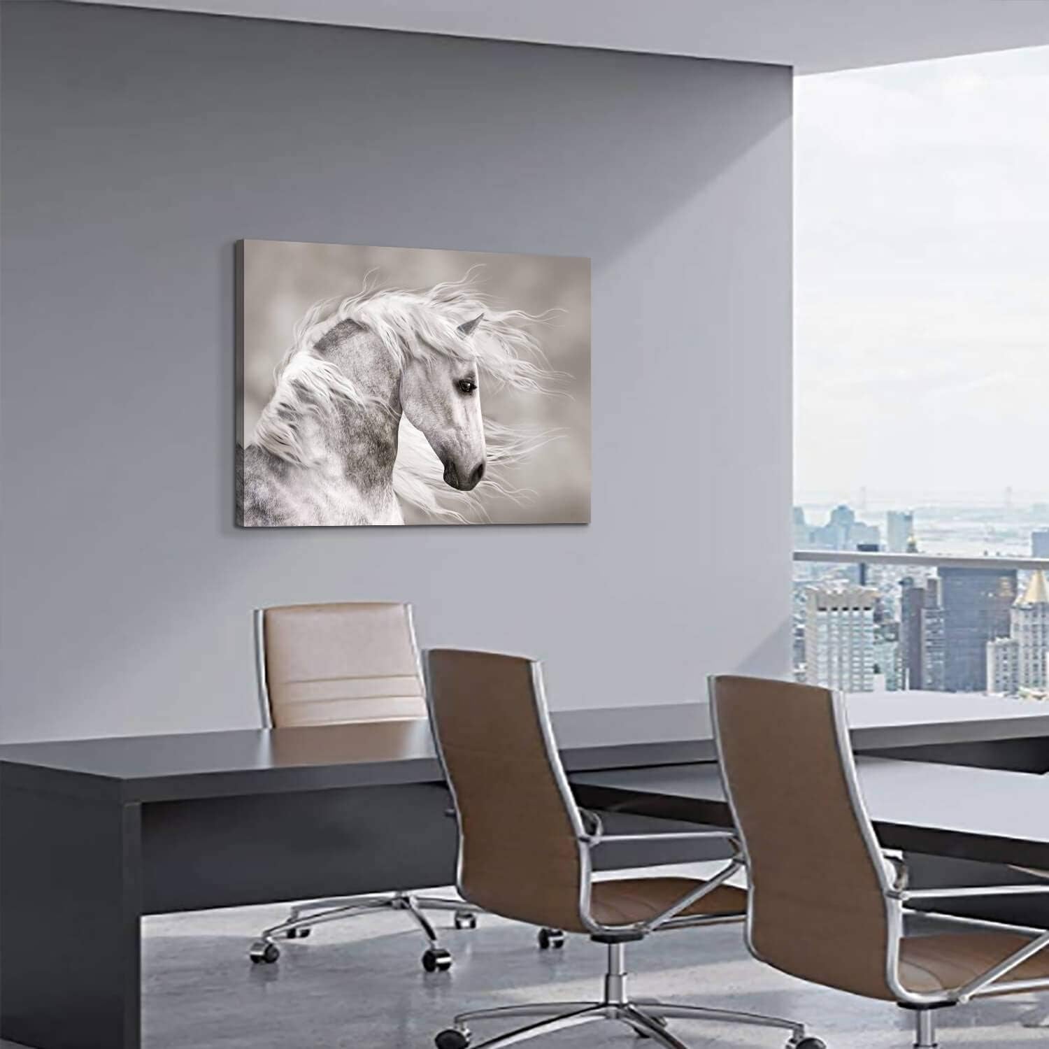 Animals Artwork Wildlife Picture Painting: Horse Head Graphic Art Print Wall Art for Wall Decor (45” X 30” X 1 Panel)