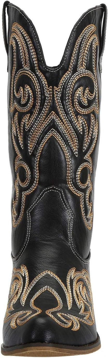 Ladies Cowboy Boots for Women Wide Calf Fashion Western Cowgirl Boots Pointy Toe