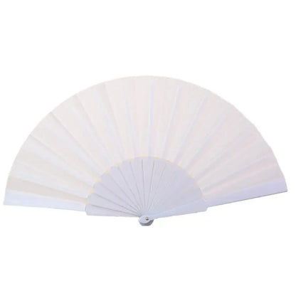Portable Folding Fan Plain Plastic Cloth Hand Fan Chinese Elegant Fabric Hand Fan for Weddings Travel Party Dancing Cosplay