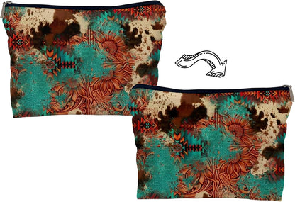 Retro Makeup Bag - Western Cosmetic Gifts, Small Western Cosmetic Bag for Purse