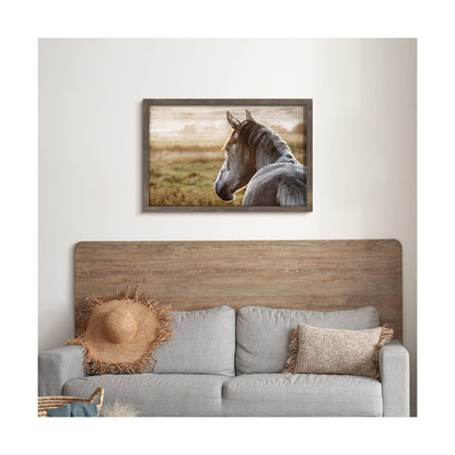 Horse Head Framed Picture: Horse Head Wall Art Wild Horse Artwork Wooden Pain...