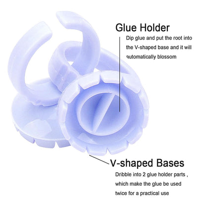 300 PCS Glue Rings for Eyelash Extension, Lash Glue Rings Eyelash Glue Holders, Disposable Glue Cups Lash Glue Holder Lash Extension Glue Ring, Lash Rings for Glue Lash Fan Blossom Glue Cups, Blue