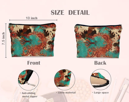 Retro Makeup Bag - Western Cosmetic Gifts, Small Western Cosmetic Bag for Purse