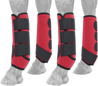 Horse Splint Boots for Horse, Horse Brushing Boots Neoprene Travel Boots Leg Protection Wrap Black - Set of 4 Leg Wraps Safe Direct Contact Treats Sprains Bites Non Slip Horse Splint Boots