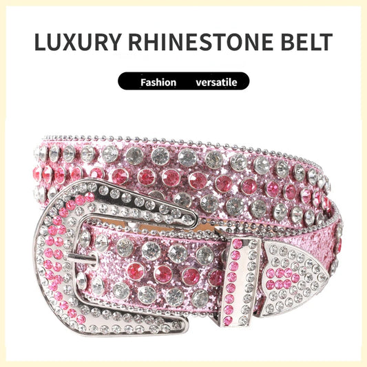 Rhinestone Women Belt Fashion Full Diamonds Versatile Waistband Clothing Accessories Luxury Senior Gothic Style Student bb Belt