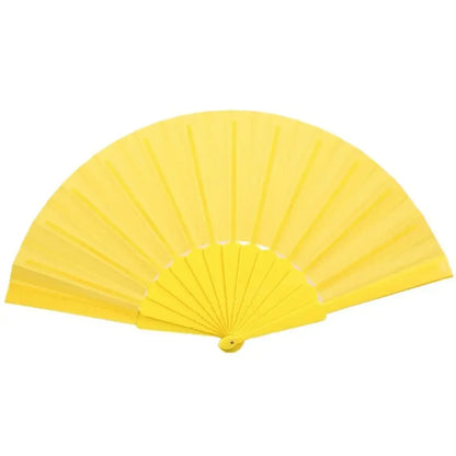 Portable Folding Fan Plain Plastic Cloth Hand Fan Chinese Elegant Fabric Hand Fan for Weddings Travel Party Dancing Cosplay