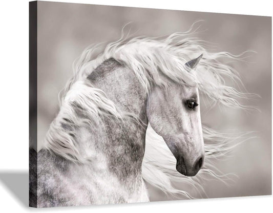 Animals Artwork Wildlife Picture Painting: Horse Head Graphic Art Print Wall Art for Wall Decor (45” X 30” X 1 Panel)